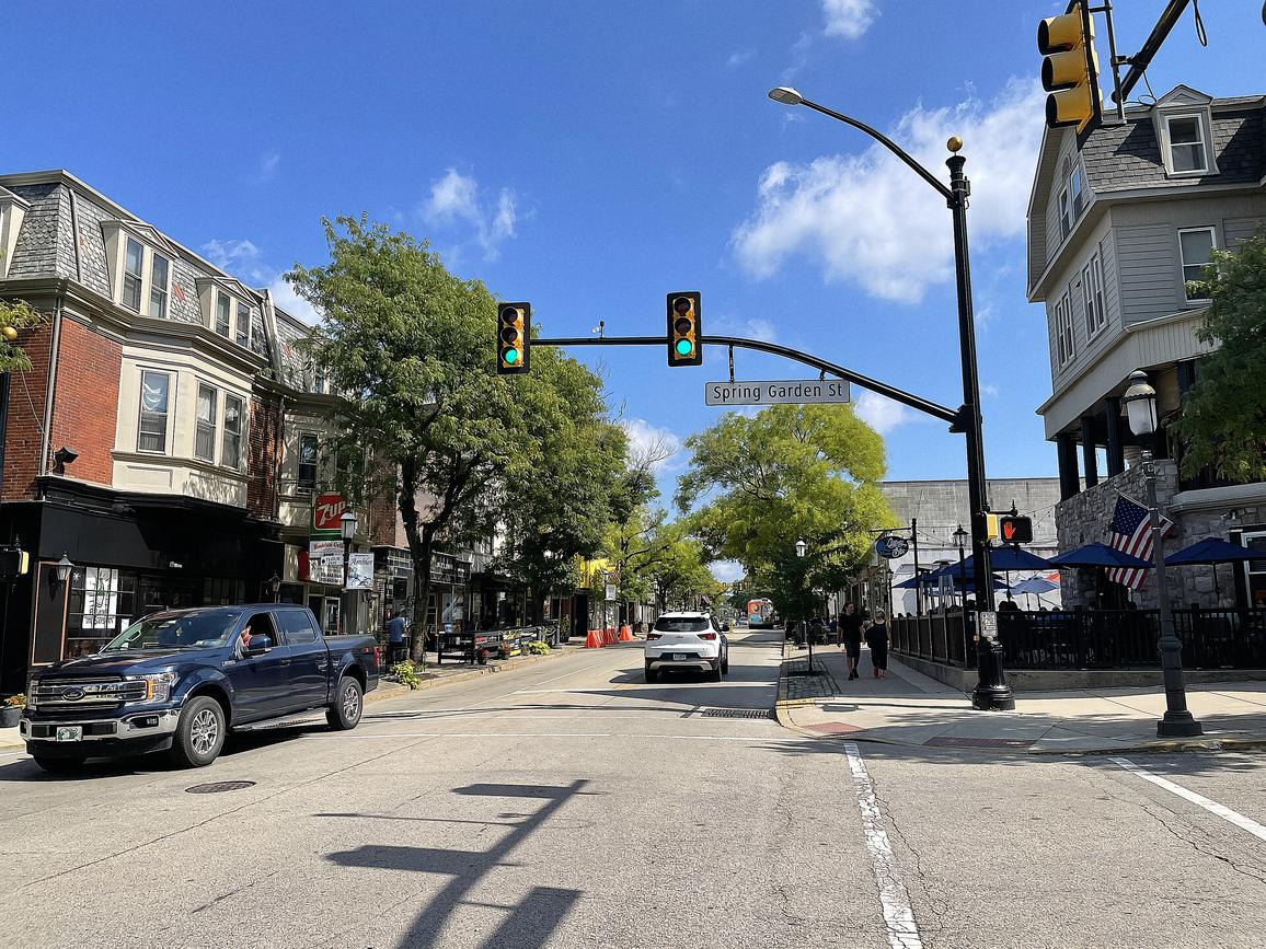 Butler Avenue at Spring Garden Street, Ambler, looking east.